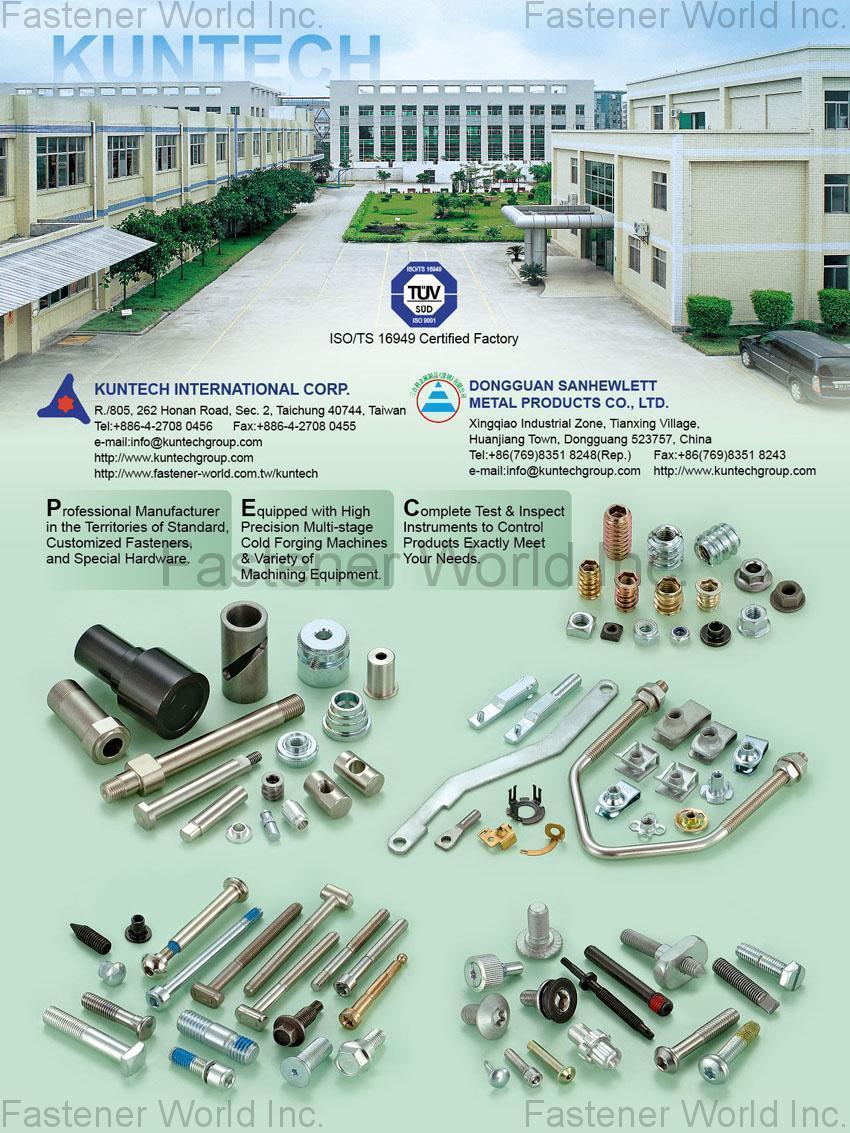 KUNTECH INTERNATIONAL CORP. , Standard, Customized Fasteners and Special Hardware, CNC Machining, Cold-Forming , Customized Special Screws / Bolts