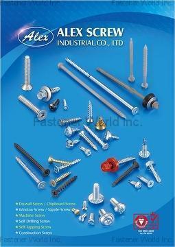 ALEX SCREW INDUSTRIAL CO., LTD.  , Drywall screw / Chipboard screw / Window screw / Roofing screw / Machine screw / Wood screw / Self tapping screw / Self drilling screw / Construction screw / Nipple screw , Drywall Screws