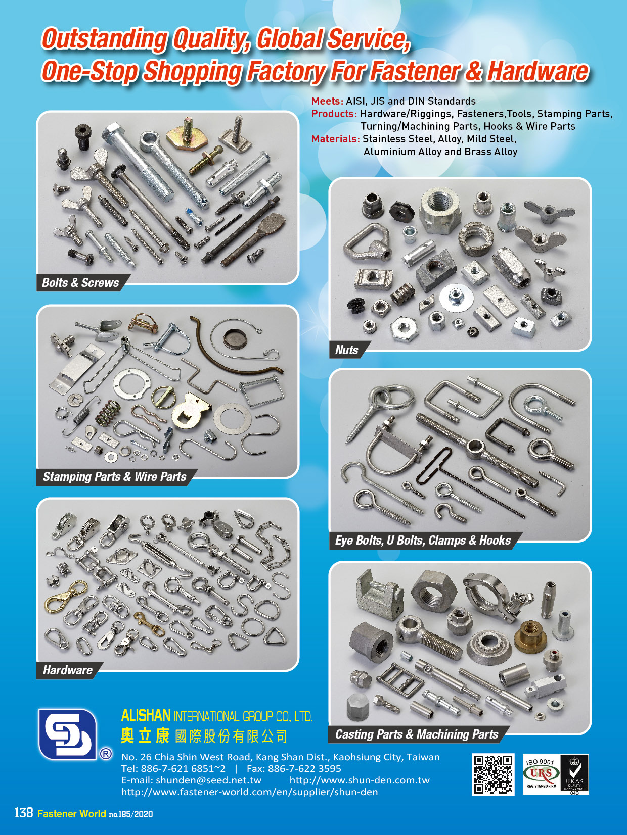 SHUN DEN IRON WORKS CO., LTD.  , Bolts, Screws, Stamping Parts, Wire Parts, Hardware, Nuts, Eye Bolts, U Bolts, Clamps & Hooks, Casting Parts, Machining Parts , Casting Machine Bases