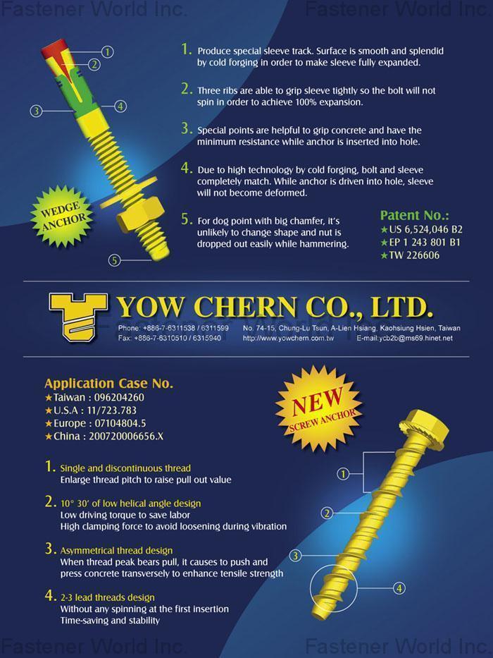 YOW CHERN CO., LTD.  , New Wedge Bolt for Concrete , Bolts