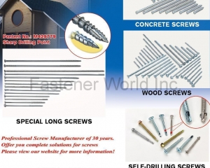 Special Long Screws, Concrete Screws, Wood Screws, Self-Drilling Screws, Machine Screws(SHUENN CHANG FA ENTERPRISE CO., LTD. )
