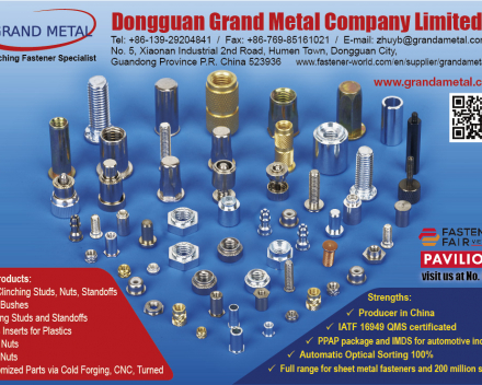 Self-Clinching Studs, Nuts, Standoffs, Rivet Bushes, Welding Studs and Standoffs, Brass Inserts for Plastics, Cage Nuts, Rivet Nuts, Customized Parts via Cold Forging, CNC, Turned