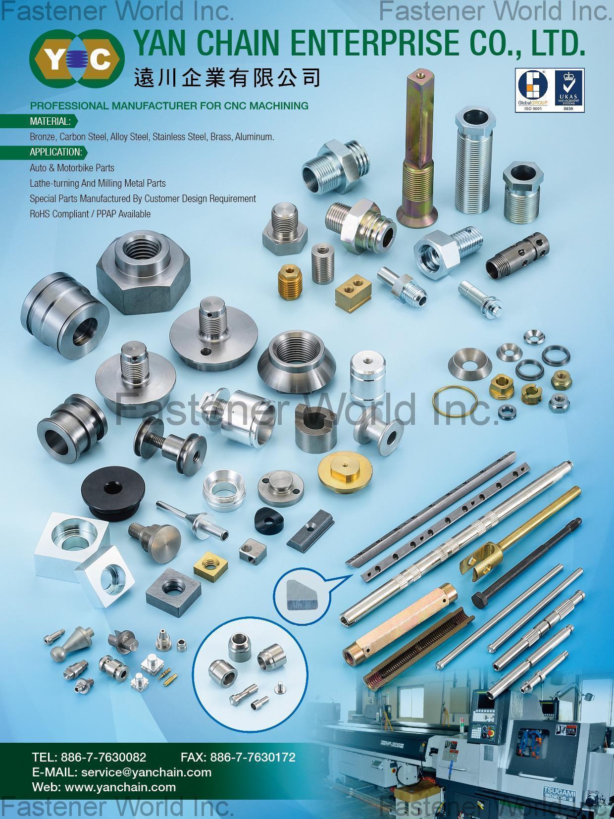 YAN CHAIN ENTERPRISE CO. LTD , CNC MACHINING , Cnc Machining Parts