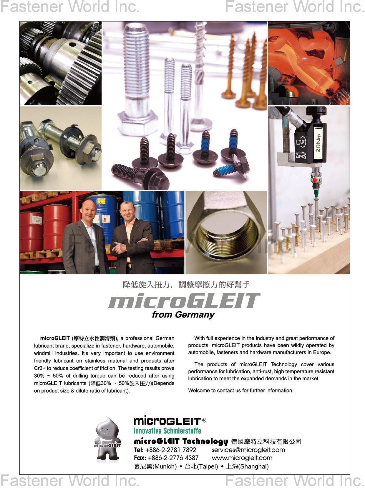 microGLEIT Technology Company  , microGLEIT, Aluminum Lubricant, Alkaline Dry Film Lubricant, Acidic Dry Film Lubricant, PTFE Lubricant, Rescue Lubricant at Assembly, Coefficient of Friction, MoS2, Aluminum bolt, TAIWAN , Oil Seals, Oil Rings