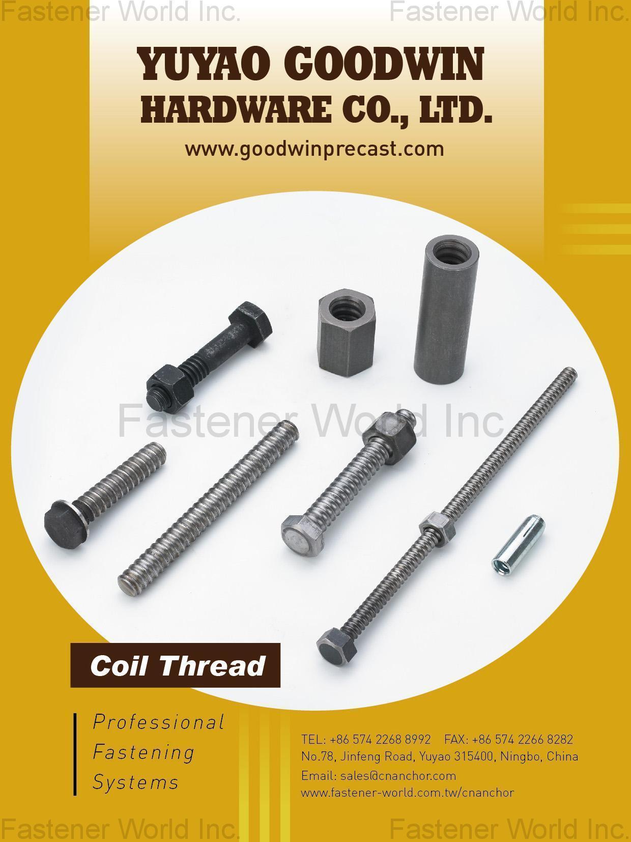 YUYAO GOODWIN HARDWARE CO., LTD. , Coil Thread , Thread Rolling Screws