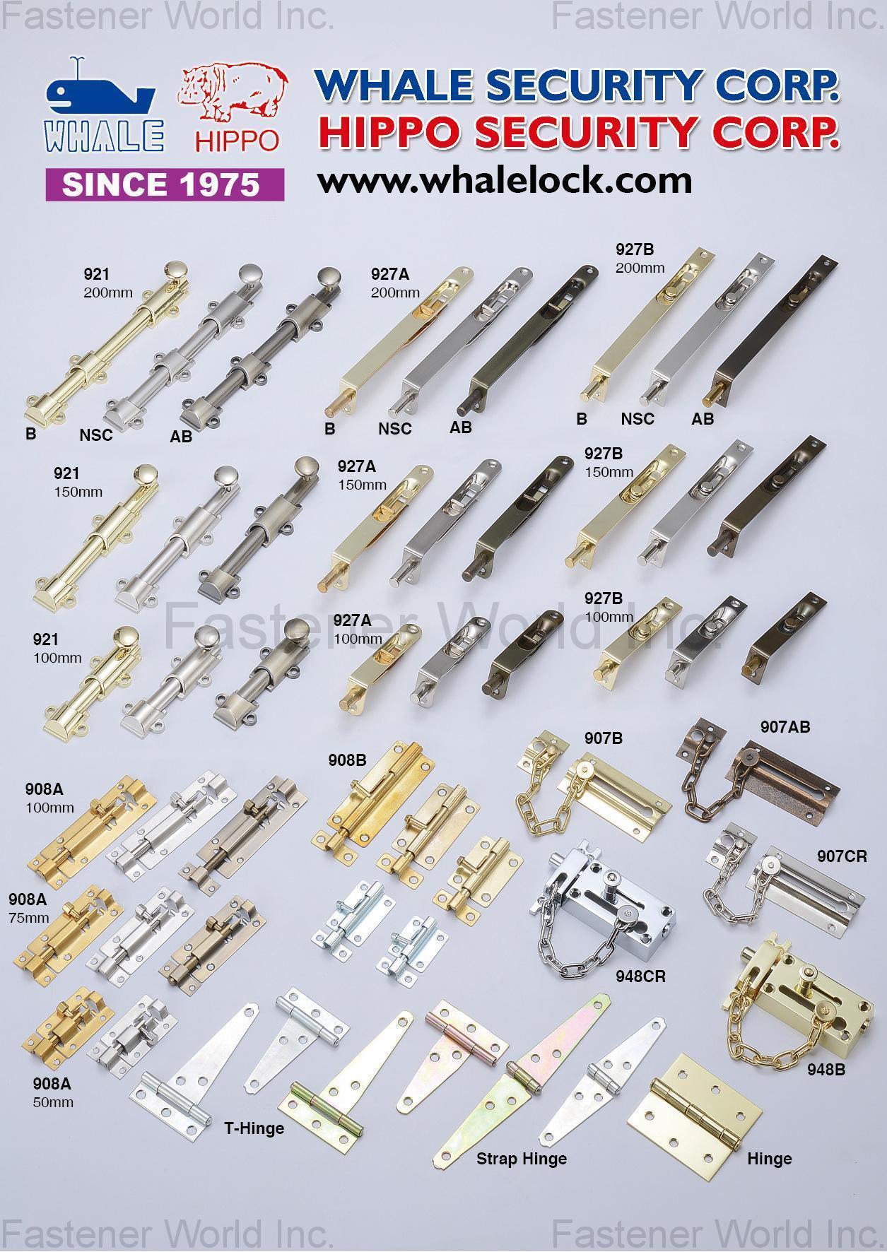 WHALE SECURITY CORP. / HIPPO SECURITY CORP. , Lock, T-Hinge, Strap Hinge, Hinge , Locks