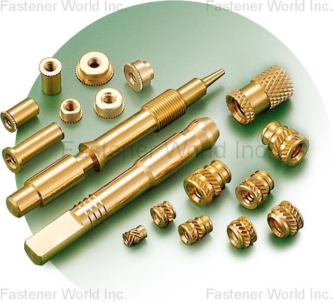 WEH SHENG PRECISION INDUSTRY CO., LTD. , Brass nut, Brass inserts for plastic, Brass insert nuts, Brass knurled nut, Brass screw, Brass stud, Brass axis turning part , Brass Insert