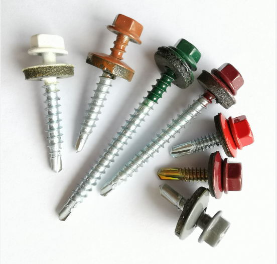 HEBEI DELONG FASTENER MANUFACTURING CO., LTD.  , Color painted hex flange head self drilling screw roofing screw