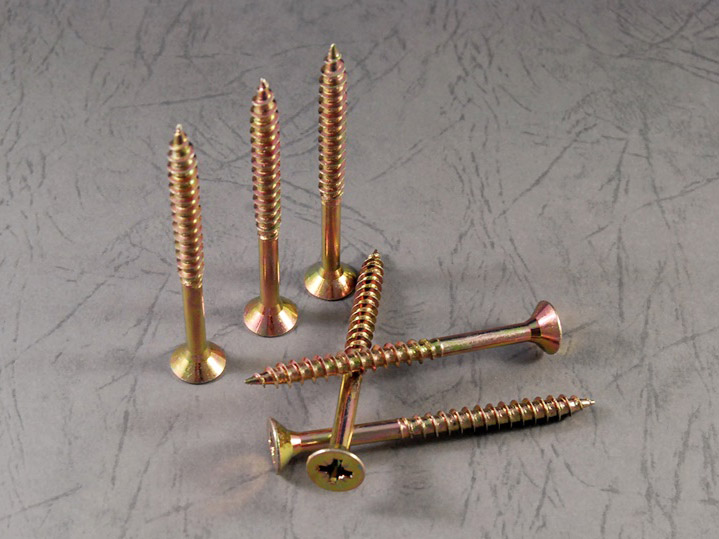 ASCCO INTERNATIONAL CO., LTD. , DFx60x70/42 Chipboard Screws Double Flat Head Pozi Partial Thread Zinc Yellow Plated