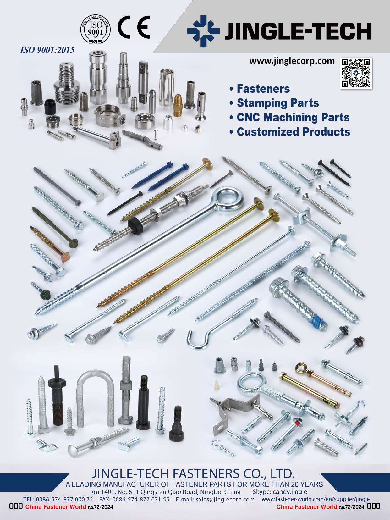 JINGLE-TECH FASTENERS CO., LTD. , Fasteners, Stamping Parts, CNC Machining Parts, Customized Products