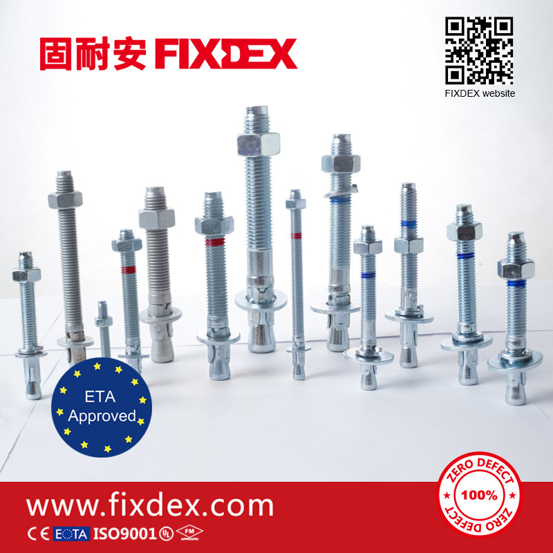 GOODFIX & FIXDEX Group , wedge anchor through bolt (thru bolt) ETA approved FIXDEX wedge anchor bolt manufacturer