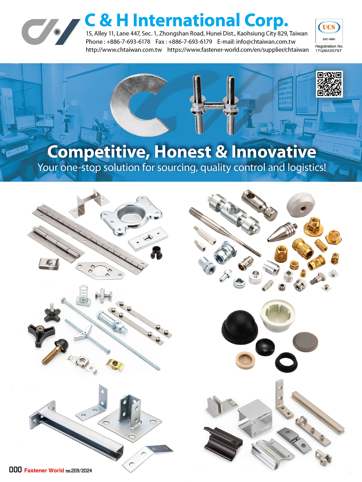 C&H INTERNATIONAL CORP. , Fastener : Bolt / Nut / Screw / Washer  Hardware : Aluminum Extrusion / Assembly Parts / CNC Machining / Hand Tooling / Plastic Injection / Stamping  Special OEM / Per Print parts / per customer drawing / specifications or sample