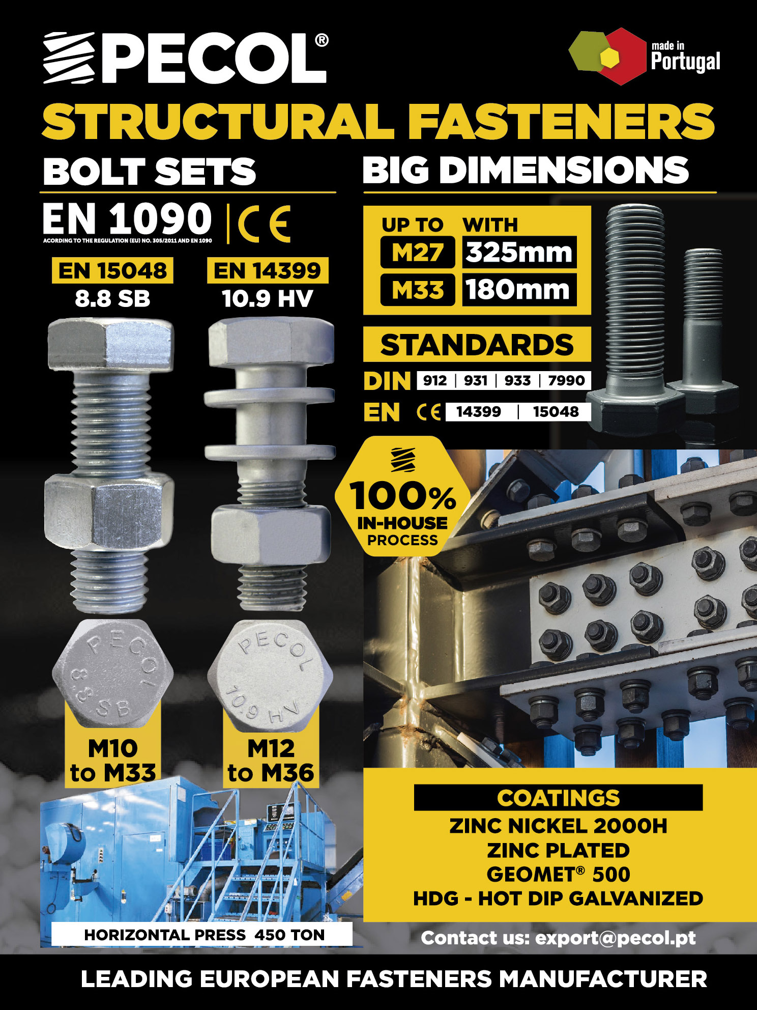 PECOL-SISTEMAS DE FIXACAO, S.A. , Structural Fasteners: Bolt Sets (EN 1090)