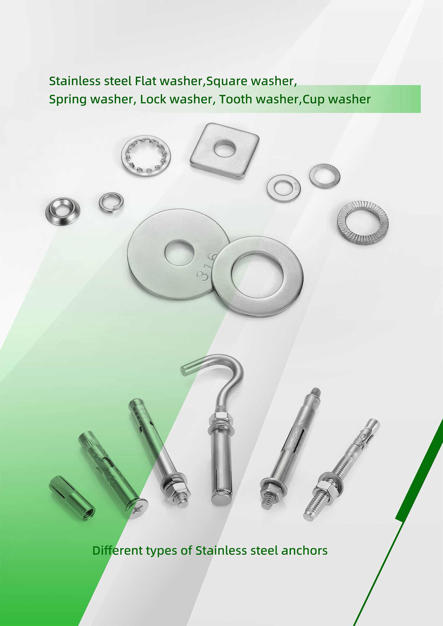 Haiyan Gete Hardware Co., Ltd. , Stainless Steel Flat Washer, Square Washer, Spring Washer, Lock Washer, Tooth Washer, Cup Washer, Different types of Stainless Steel Anchors