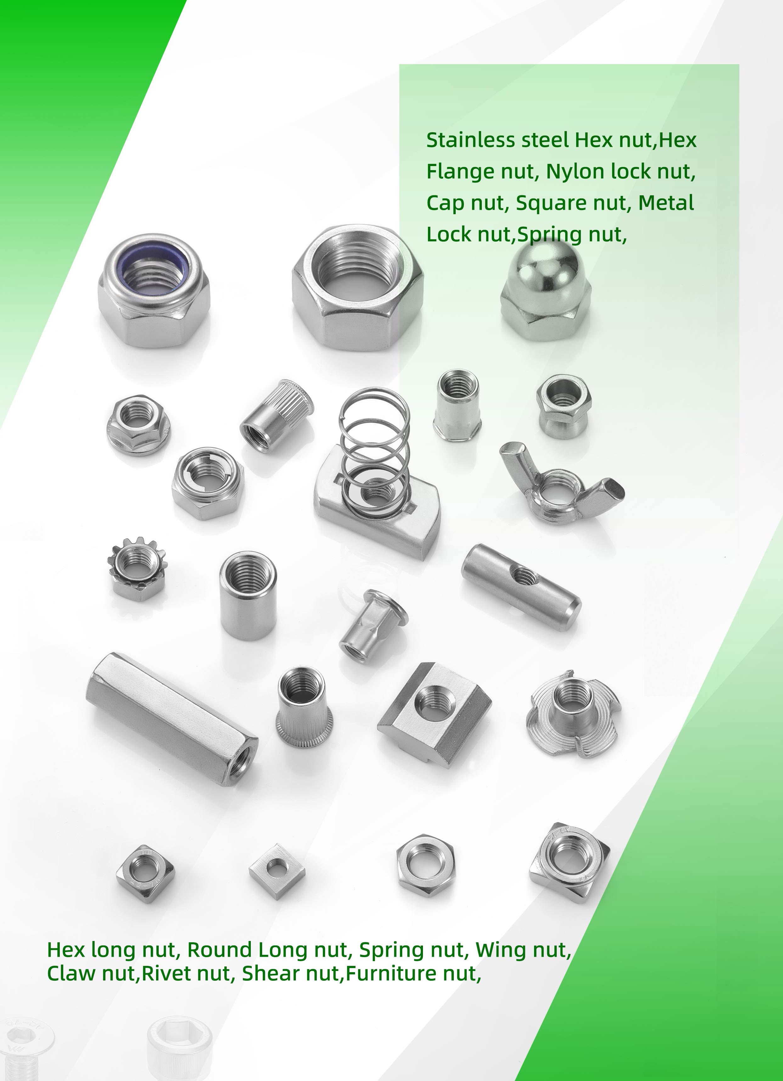 Haiyan Gete Hardware Co., Ltd. , Stainless Steel Hex Nuts, Hex Flange Nuts, Nylon Lock Nuts, Cap Nuts, Square Nuts, Metal Lock Nuts, Spring Nuts, Hex Long Nuts, Round Long Nuts, Spring Nuts, Wing Nuts, Claw Nuts, Rivet Nuts, Shear Nuts, Furniture Nuts