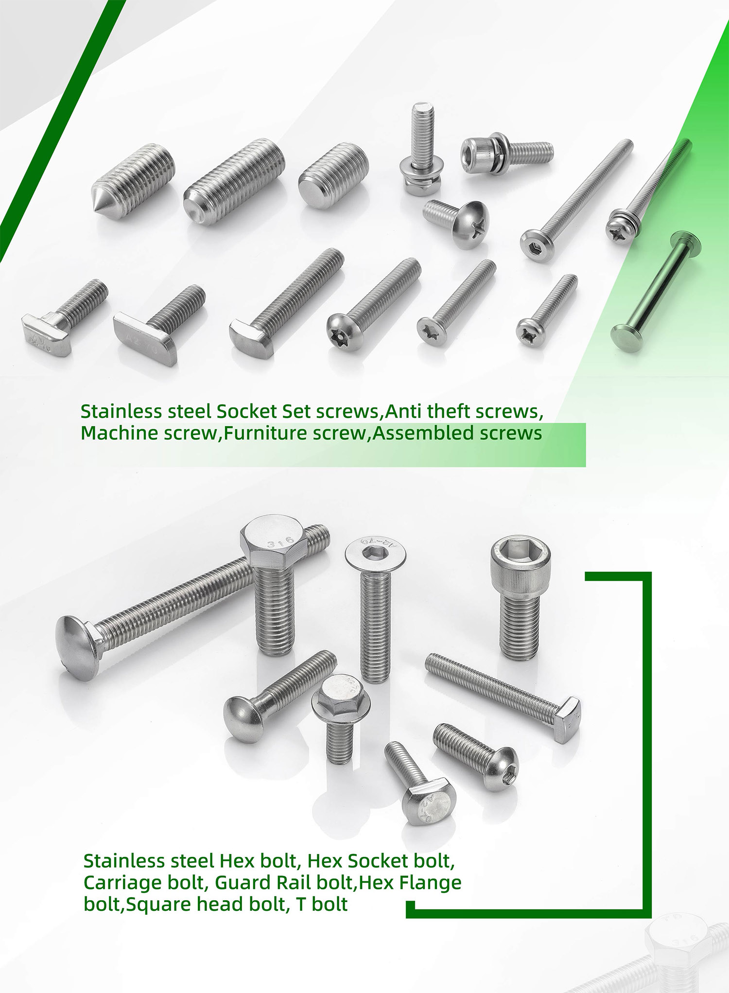 Haiyan Gete Hardware Co., Ltd. , Stainless Steel Socket Set Screws, Anti Theft Screws, Machine Screws, Furniture Screw, Assembled Screws, Stainless Steel Hex Bolt, Hex Socket Bolt, Carriage Bolts, Guard Rail Bolts, Hex Flange Bolts, Square Head Bolts, T Bolts