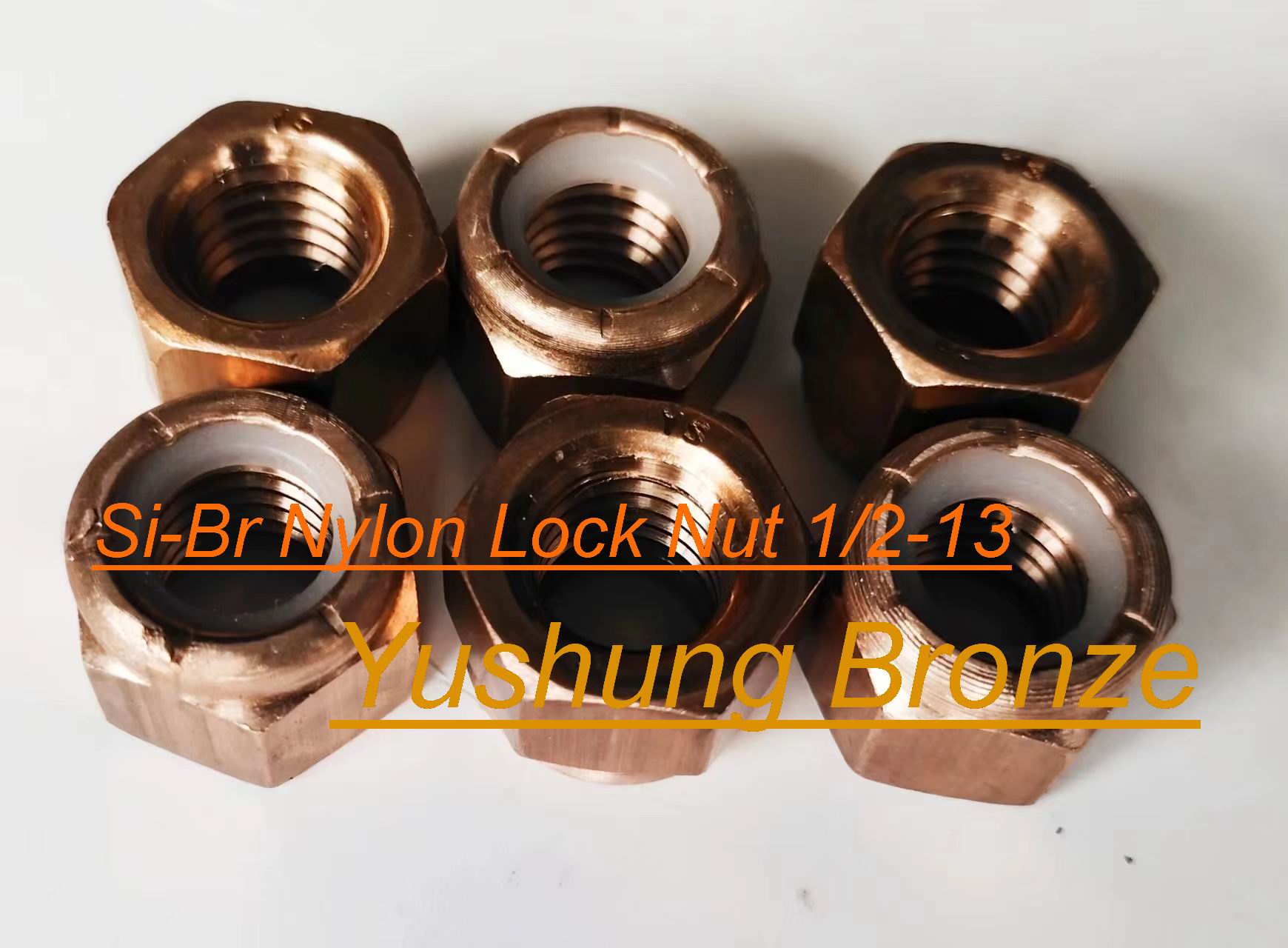 Chongqing Yushung Non-Ferrous Metals Co., Ltd. , C65100 Silicon Bronze Hex Nylon Insert Lock Nut 1/2-13UNC