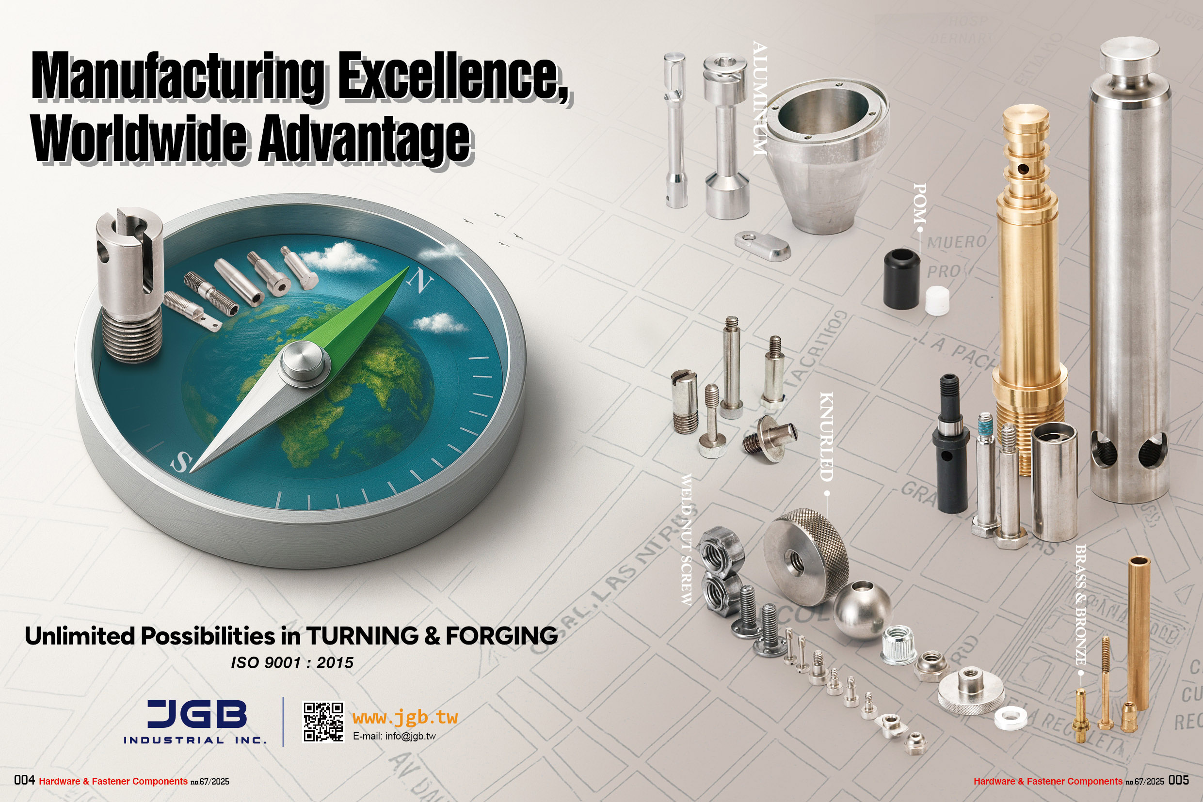 JGB INDUSTRIAL INC. , Turning & Forging, Weld Nut Screw, Knurled, Aluminum, POM, Brass & Bronze