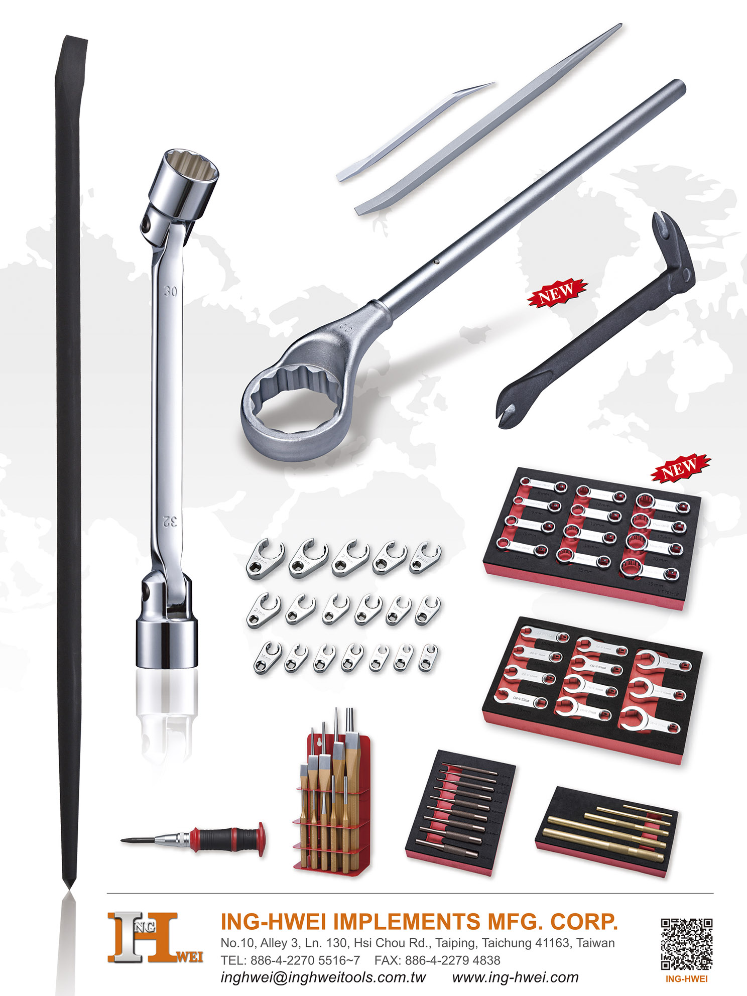 ING-HWEI IMPLEMENTS MFG. CORP. , Socket & Wrench, Punch & Chisel Sets, Special (Round Crowbars with Crook Beak, Cotter Pin Extractor and Spreader) ING-HWEI IMPLEMENTS MFG. CORP. , Socket & Wrench, Punch & Chisel Sets, Special (Round Crowbars with Crook Beak, Cotter Pin Extractor and Spreader)