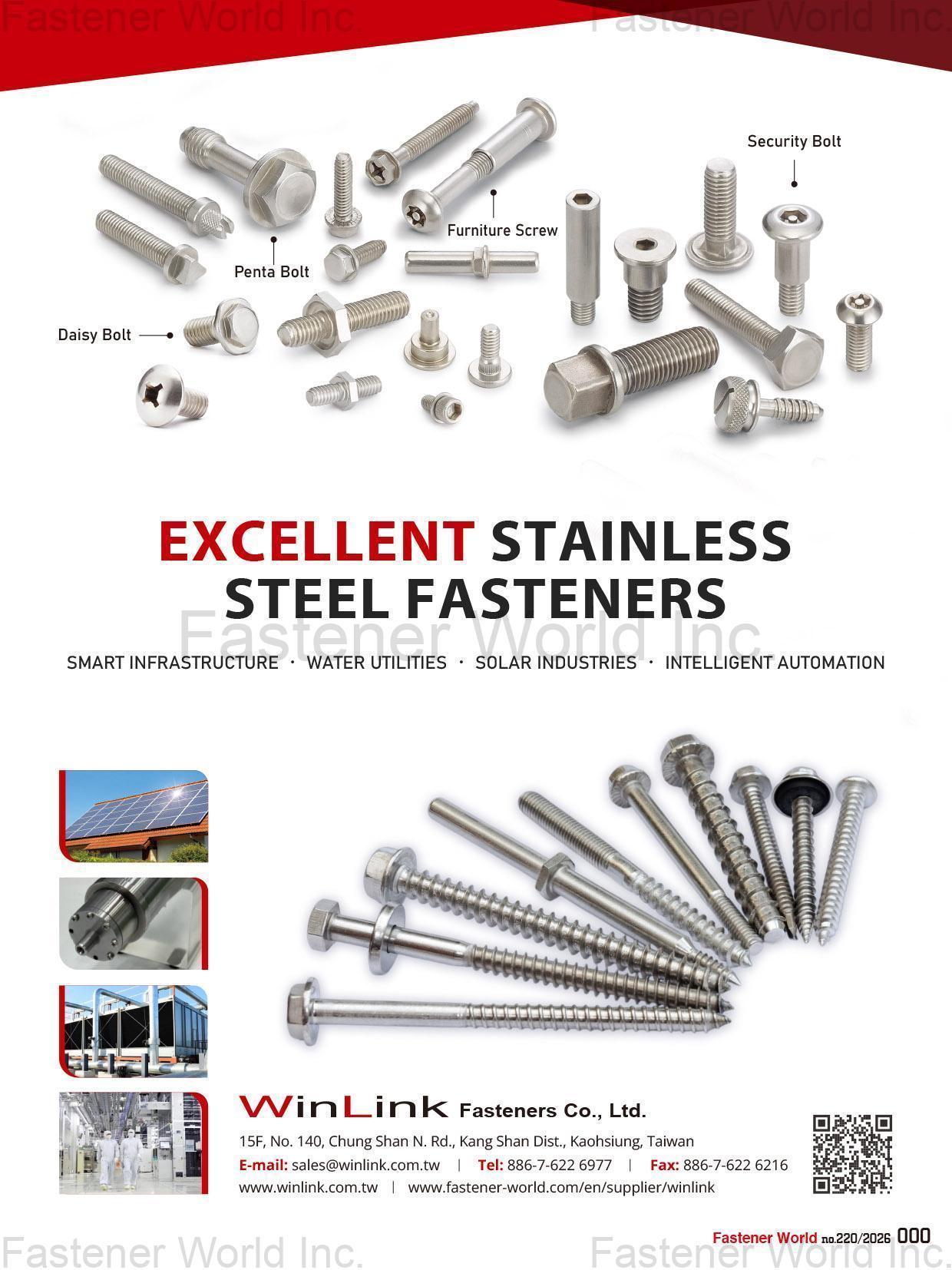 WINLINK FASTENERS CO., LTD.  , Excellent Stainless Steel Fasteners