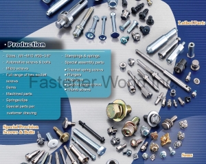 Automotive Screws, Automotive Bolts, Lathed Parts, SEMS Screws, Full Range of Hex Socket Screws, Special Precision Screws, Special Precision Bolts, Automotive screws, Automotive bolts, Micro screws, Machined parts, Springs, Clips, Special parts, Stamping, Thermal spring screws, Plungers, Pogo pins, Captive panel screws, Thumb screws(SCREWTECH INDUSTRY CO., LTD. )